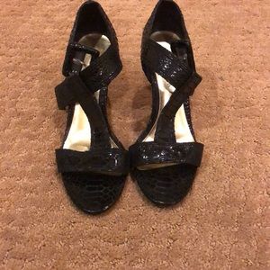 Black snakeskin sandals